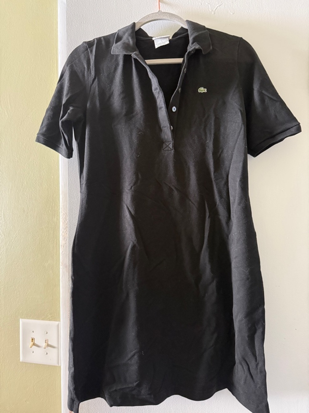Lacoste Black Polo Mini Dress with Green Croc Logo Size 42
